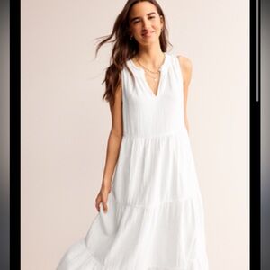 White Pure Cotton Gauze Dress BeachLunchLounge